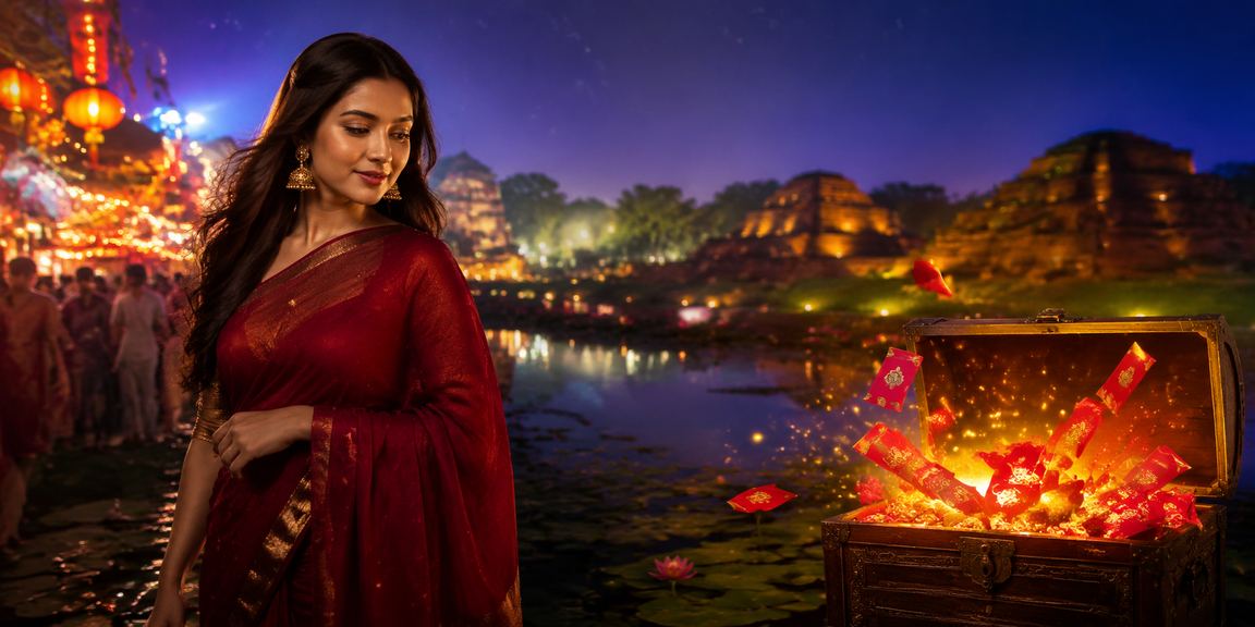 কুমিল্লার রাতের বাজারে লাল খামে বোনাস অফার গ্রহণ করছেন একজন ব্যবহারকারী